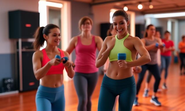 Cardio sculpt class with weights and music